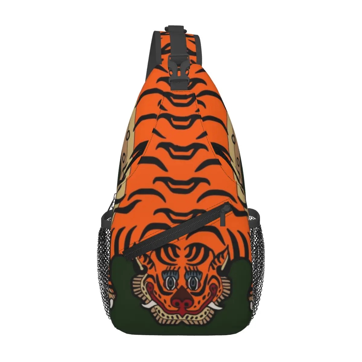 TIBETAN TIGER RUG Chest Bag Men Sling Crossbody Backpack Chest Bag Travel Hiking Daypack Shoulder Bag