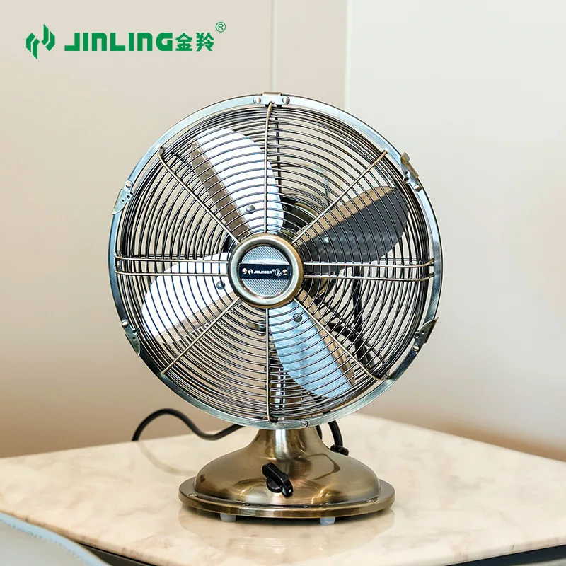Antique desk fan 12-inch fan electric fan metal with swivel feature, first-level energy efficiency, retro trend