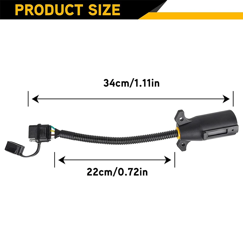 Yuanjoy 13.3 Inches 7 Pin to 4 Pin Trailer Adapter RV Trailer Wiring Connector Plug 7 Way to 4 Way Trailer Plug Adapter