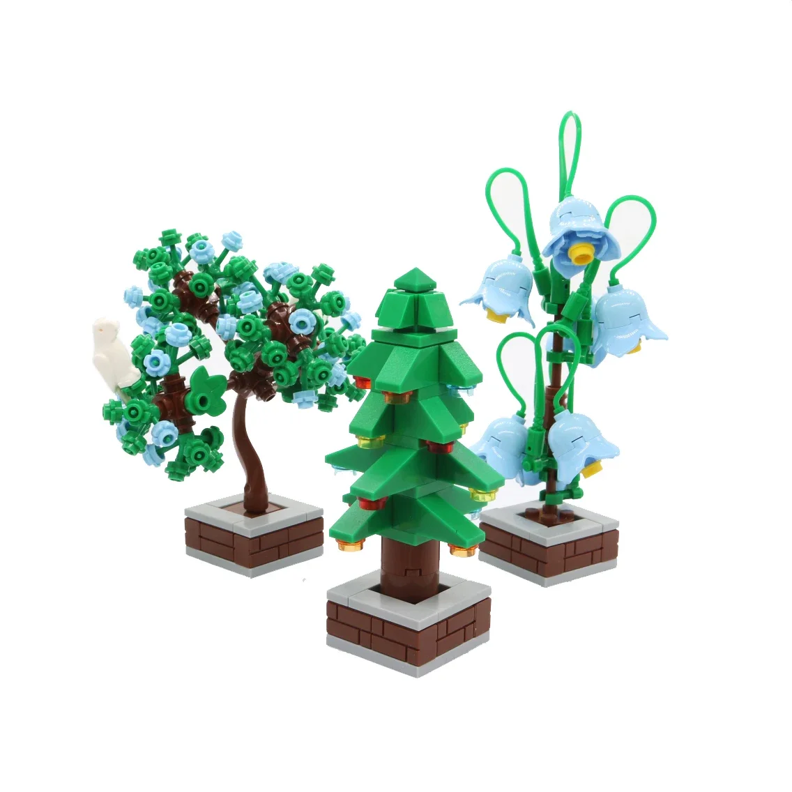 MOC Pianta stradale urbana Albero verde Decorazione albero di Natale Ornamenti Modello Building Blocks Mattoni fai da te Accessorio Giocattoli per bambini
