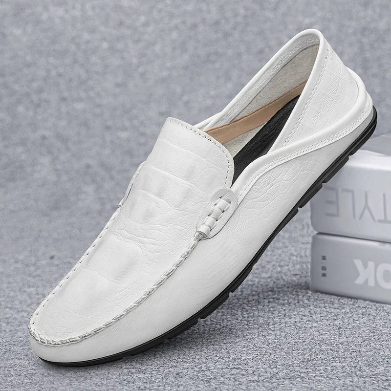 

Casual Men Genuine leather Shoes Luxury Brand Slip on Formal Loafers Moccasins Italian Black Male Driving Flat Breathable 37-45