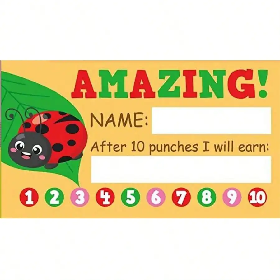 50pcs Cartoon Reward Cards Student Punch Cards  for Business Classrooms  Student Teacher Rewards Cards