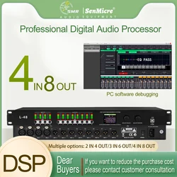 SenMicre L48 Professional Digital Audio Processor 4 IN 8 OUT 48KHz 32-bit DSP Karaoke Effect Processor Stage EQ Audio Equipment