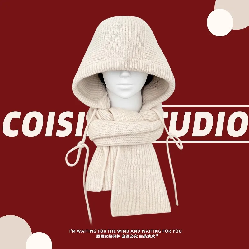 

Новая корейская версия, шапка, шарф, интегрированная Балаклава, шапки для женщин, зимние уличные лыжи, теплые модные универсальные шапки-бомберы