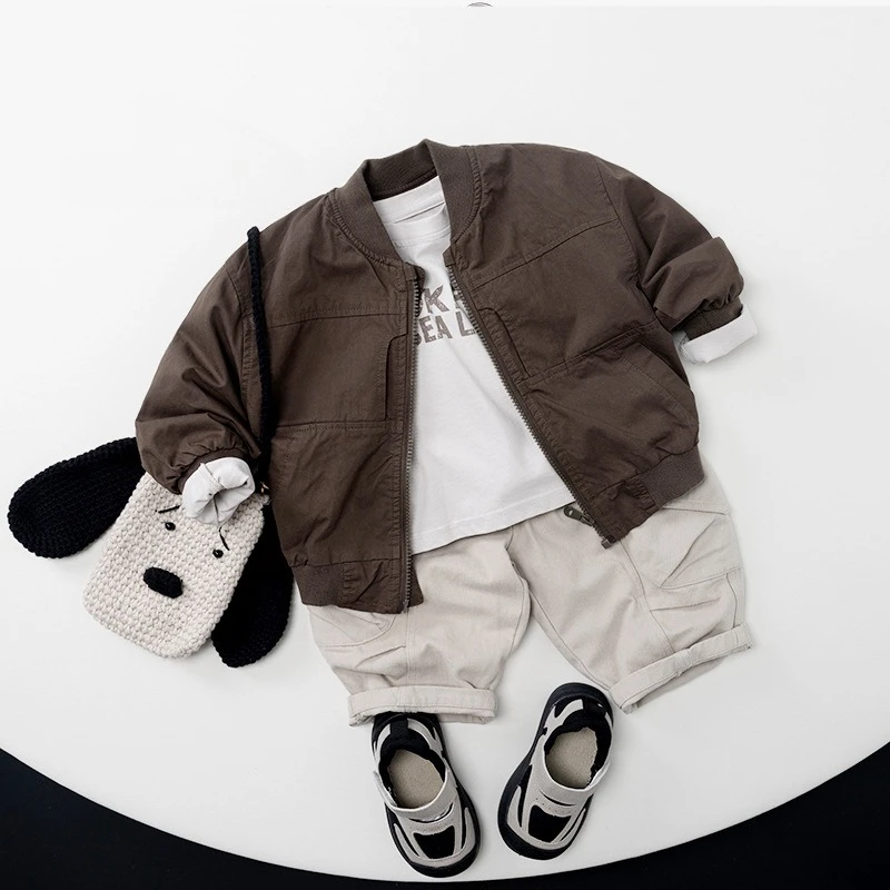 Boys Girls Parka Coats 2025  Autumn Korean Style Fashion Jacket Forest-Inspired Outerwear Tops Trendy Kids Clothing