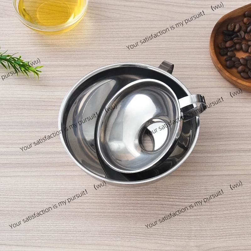 Stainless steel wide mouth funnel kitchen easy to clean oil leakage wine leakage large diameter filling salad dressing jam