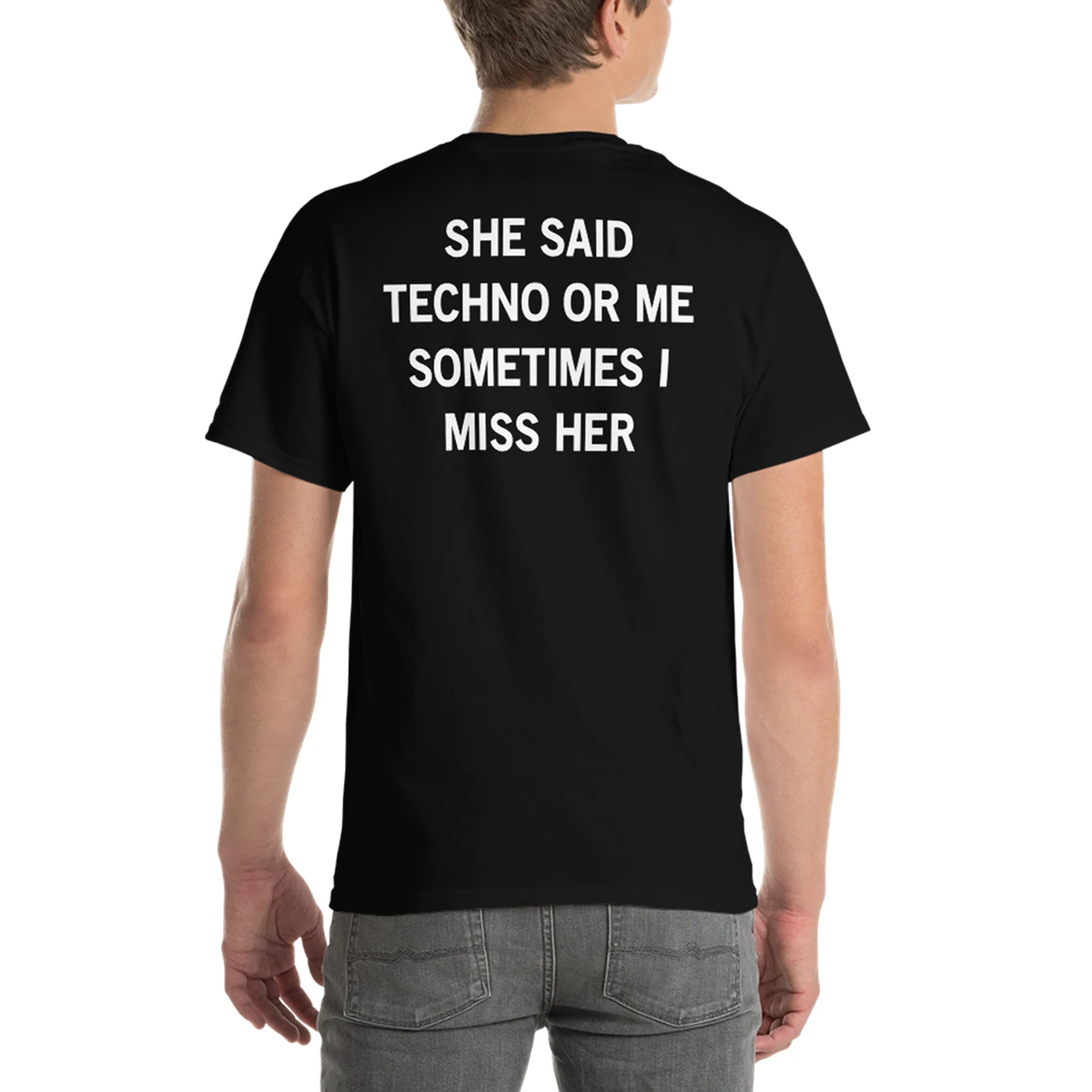 He Said Me Or Techno Sometimes I Still Miss Him Y2K Summer T-Shirt Top Funny Summer Slogan Text Print Fashion Tee