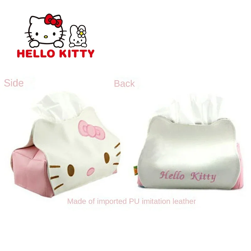 Hello Kitty KT Kawaii torebka na chusteczki PU Cartoon Anime pudełko na chusteczki do samochodu salon rysunek pudełko na gazety serwetnik pulpitu