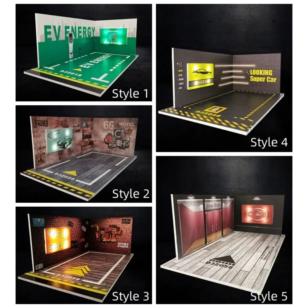 Iluminación LED 1/32, simulación de garaje de coche, estacionamiento ensamblado, modelo DieCast, escena de exhibición de coche en miniatura, regalo de Navidad