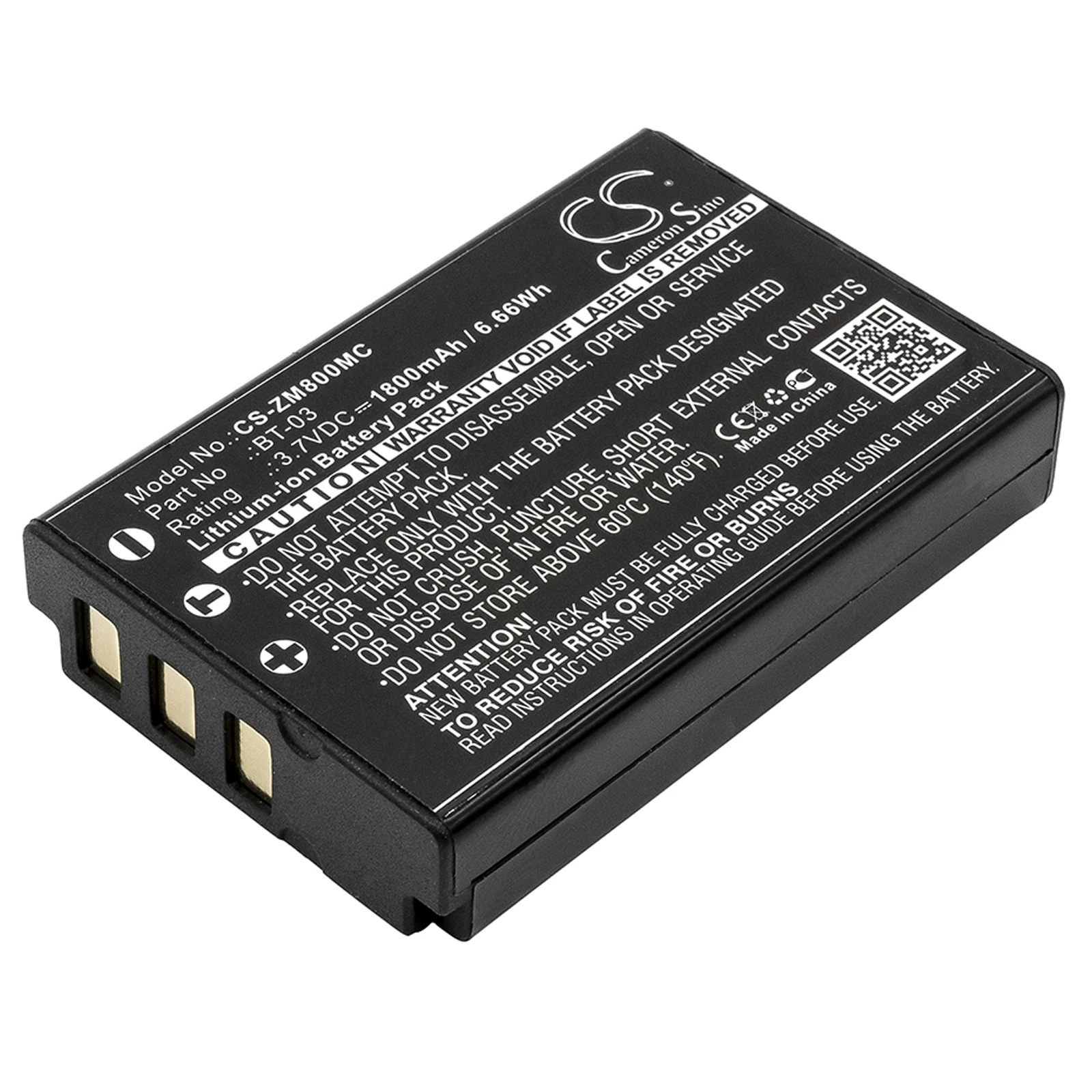 

Li-ion Camera Battery for Zoom, 3.7V, 1800mAh , Compatible Models: Q8 Recorder