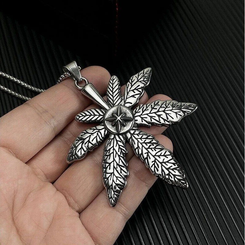 

Stainless Steel Maple Leaf Pendant Men's Necklace Chains