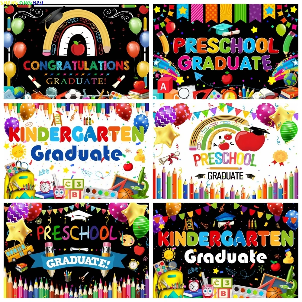 

Preschool Kindergarten Graduation Backdrop 2024 Congrats Grad Graduate Ceremony Prom Party Photography Background Photo Props