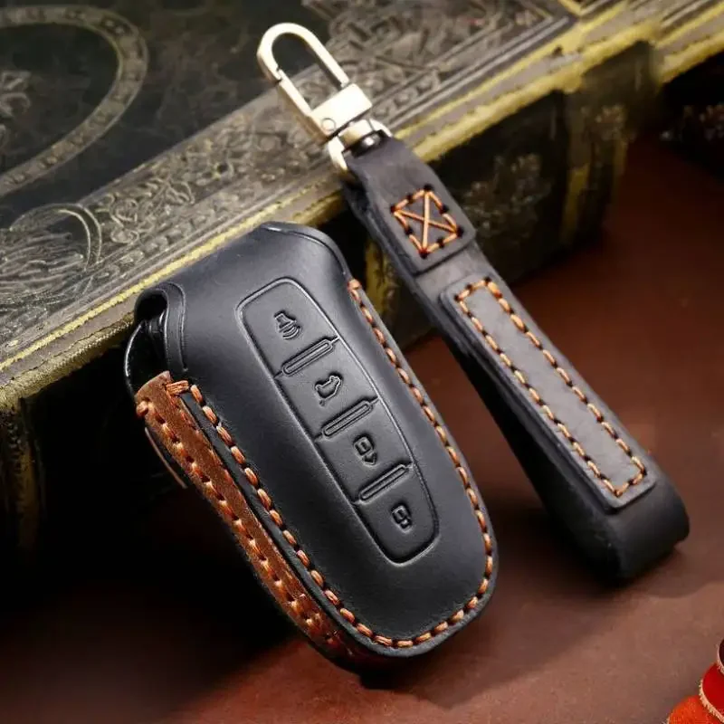 

1pc Luxury Leather Car Key Case Cover Fob Protector Accessories Keyring For Ford Equator 2021 Keychain Holder Shell Bag Handmade