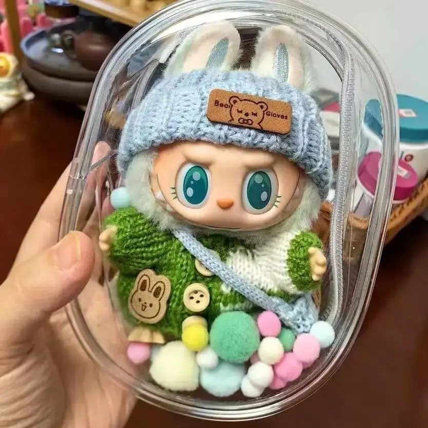 

For Labubu/Cloths，Only Baby Clothes，The 17-Centimeter Second-Generation Seated Party Is Wearing A Cute Cartoon Plush Jumpsuit