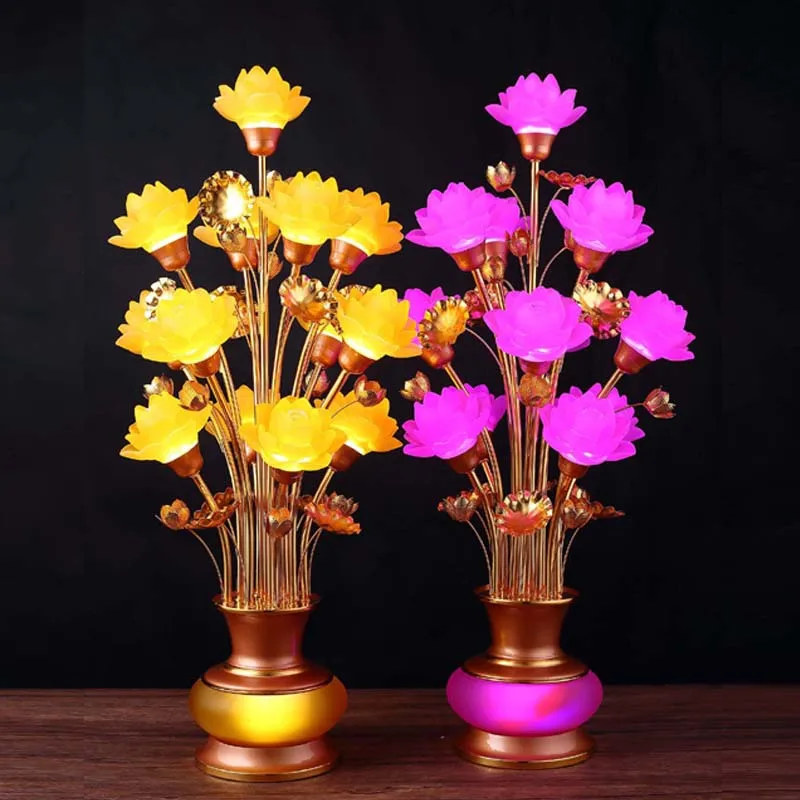 

Красочная стеклянная лампа в виде лотоса, лампа Будды, плагин, храм Гуаньинь, лампа для желаний на удачу