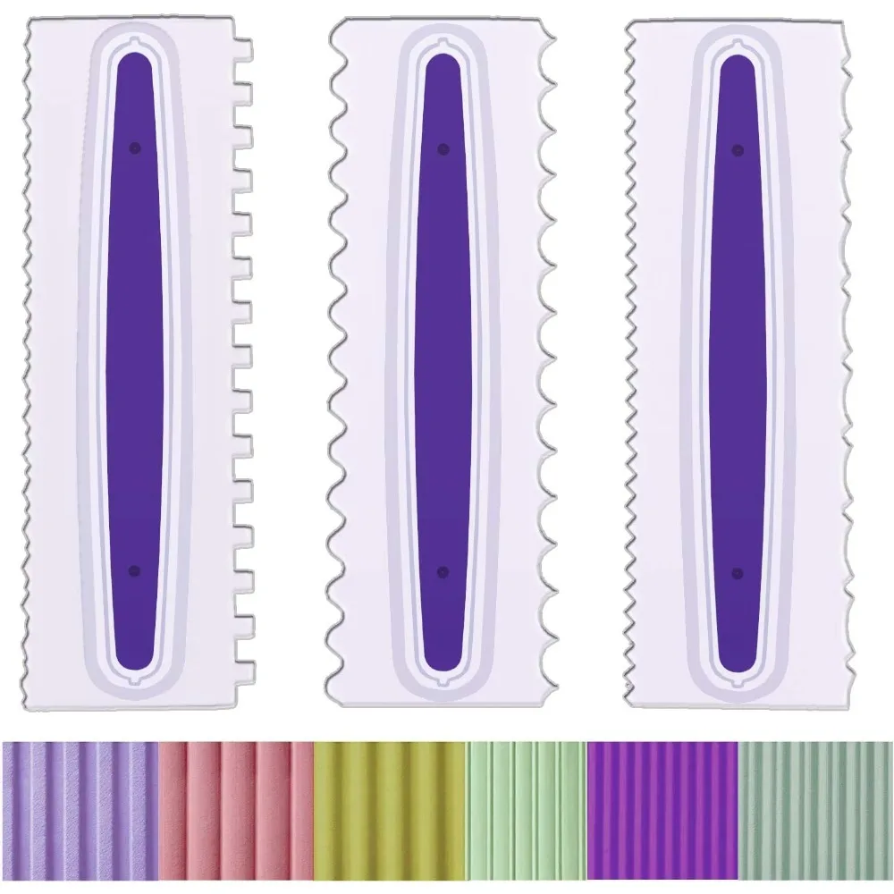 

Decorating Comb and Icing Smoother Set of 3 Pack Decorating Mousse Butter Cream Cake Edge Tools, Plastic Sawtooth Cake