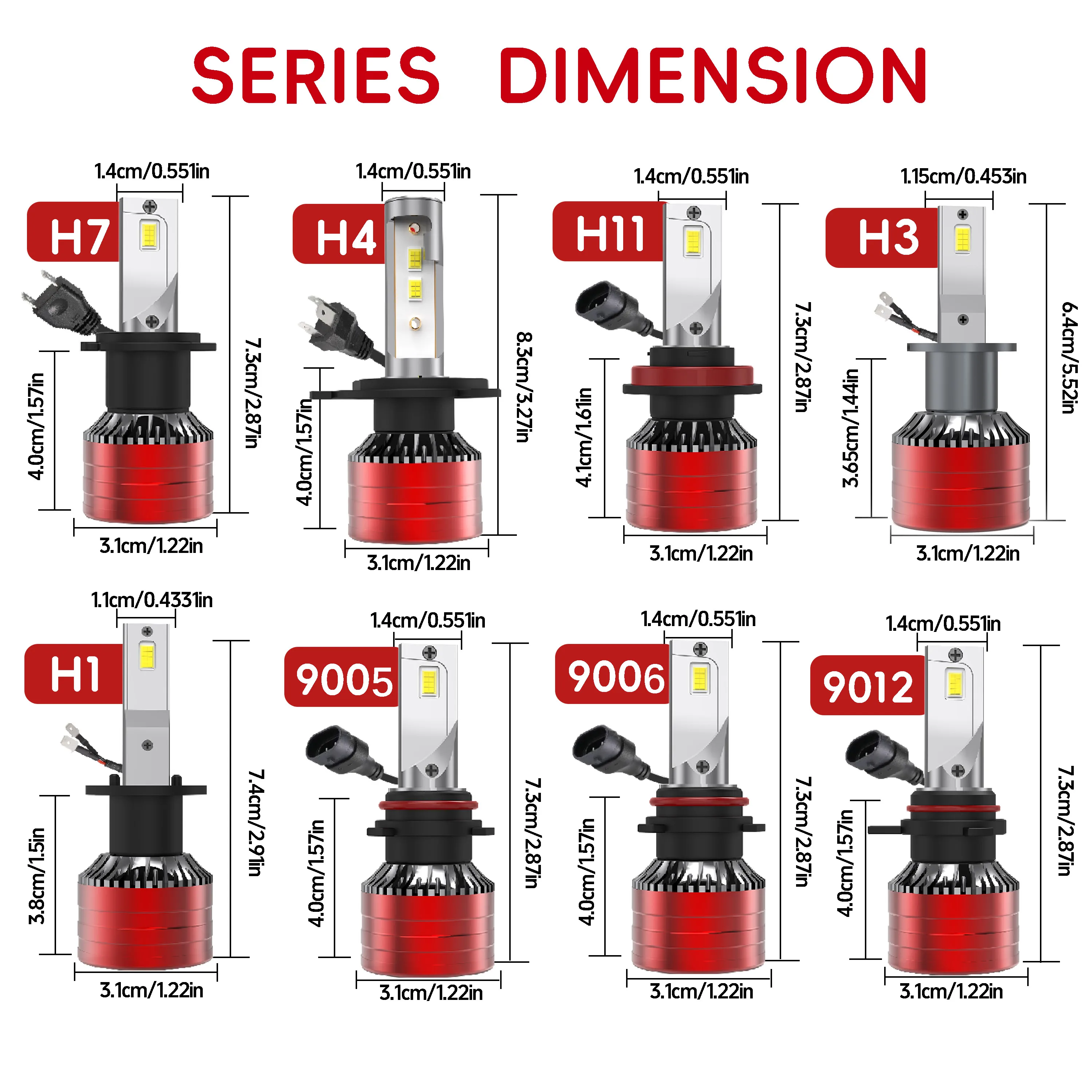 Heyword 2Pcs Car Headlight H4 H7 LED H11 9005 9006 H1 Auto Bulbs 480W 170000LM Light Lamp 6000K 12V Led Headlight Bulbs