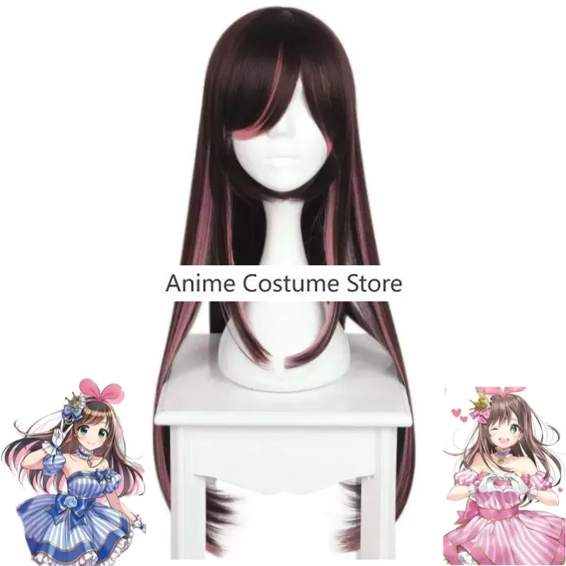 YouTuber VTuber Kizuna AI Cosplay Costume Wig Anime Adult Pink Blue Dress Sexy Woman Outfit Hallowen Carnival Party Suit