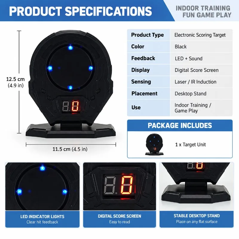 Electronic Score‑Recording Practice Target Electric Rebound Performance Sound Feedback for Hobby Activity