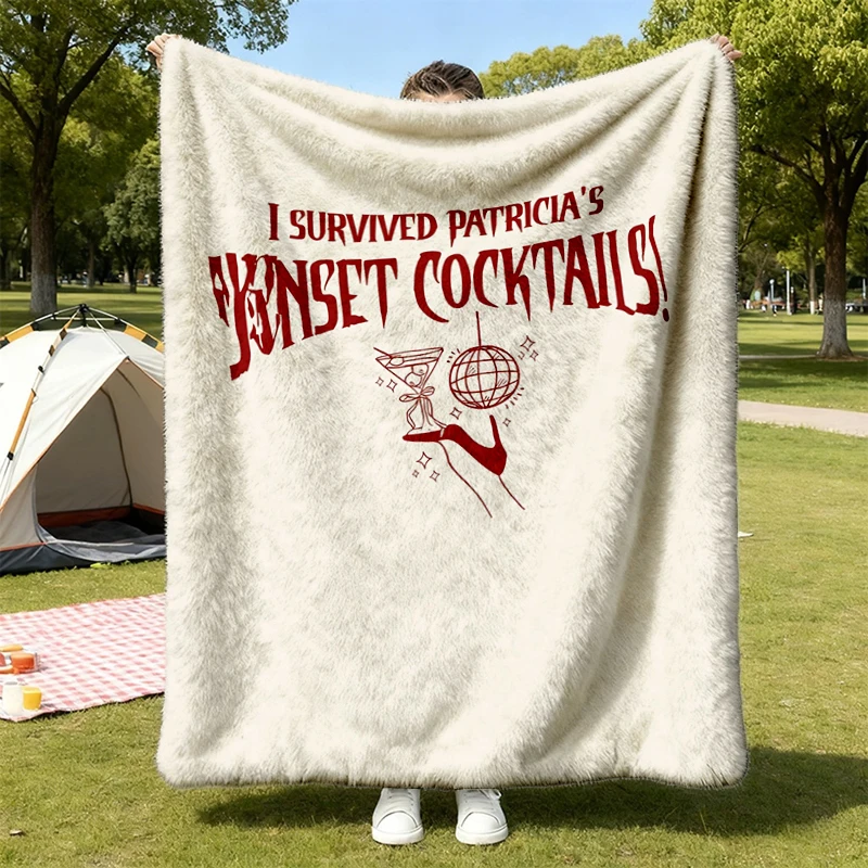 I Survived Patricia's Sunset Cocktails Flannel Blanket, Widow's Bay Inspired Flannel Throw, Mystery TV Series Fan Gift