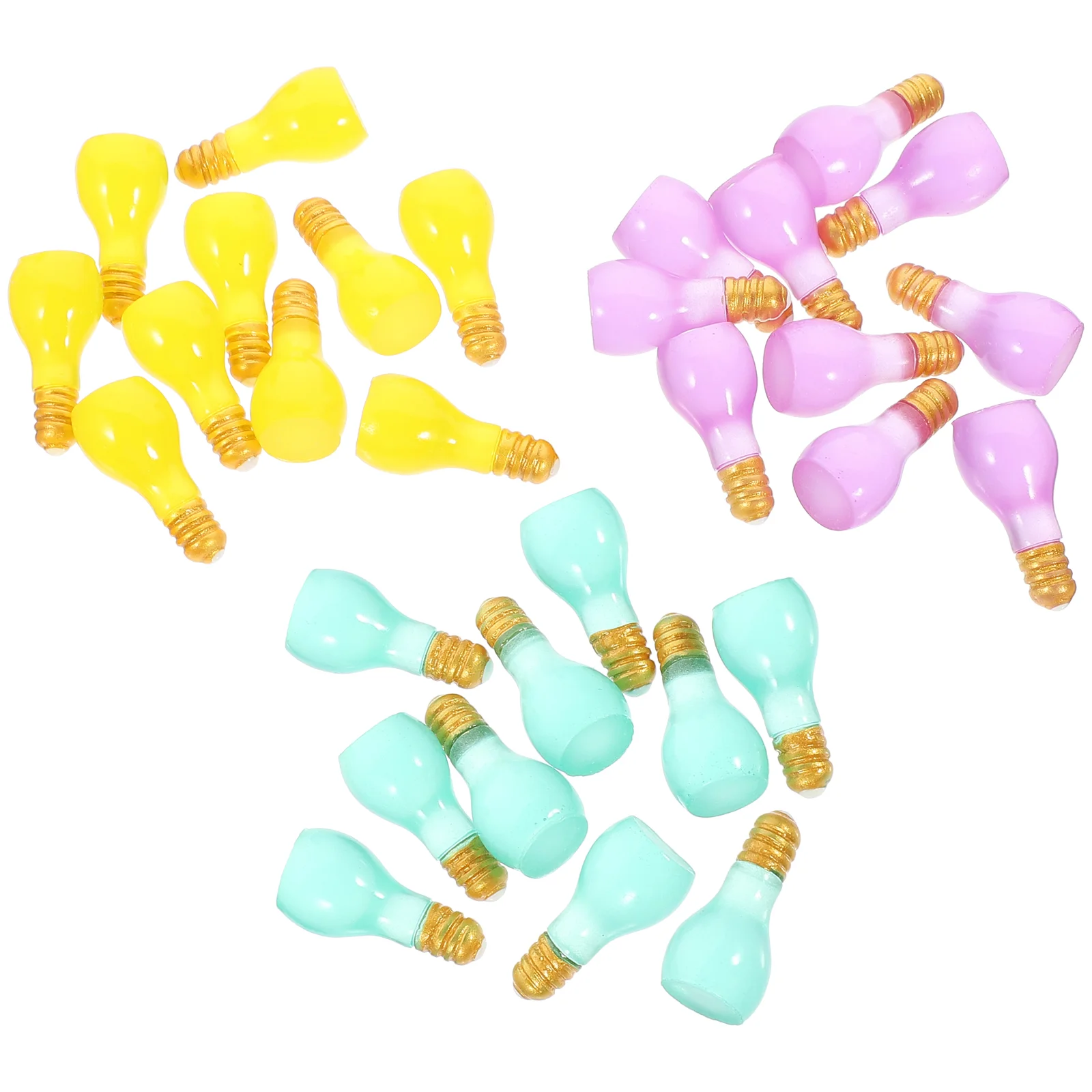 30 Pcs DIY Fluorescent Accessories Mini Home Decoration Miniature Resin Bulb Model Keychain