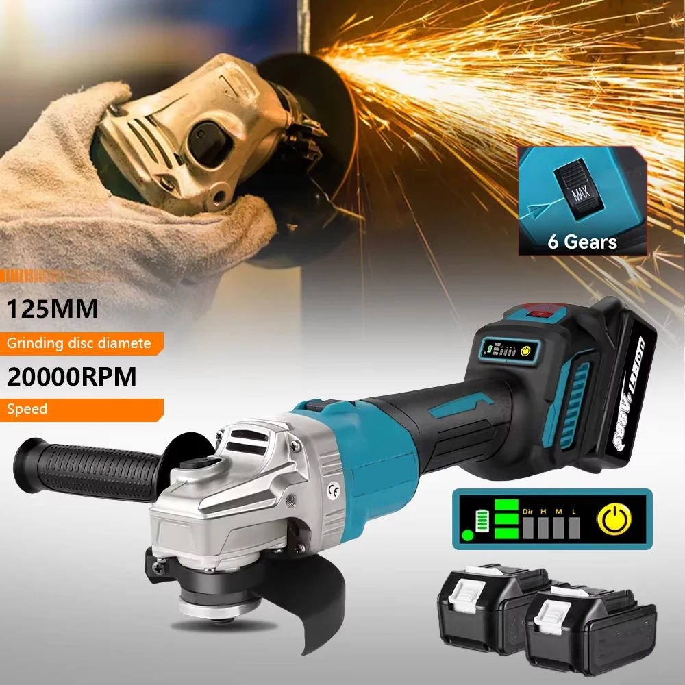 125mm Brushless Angle Grinder Cordless Electric Angle Grinder Power Tool Polishing Cutting Machine for Makita 18V Battery