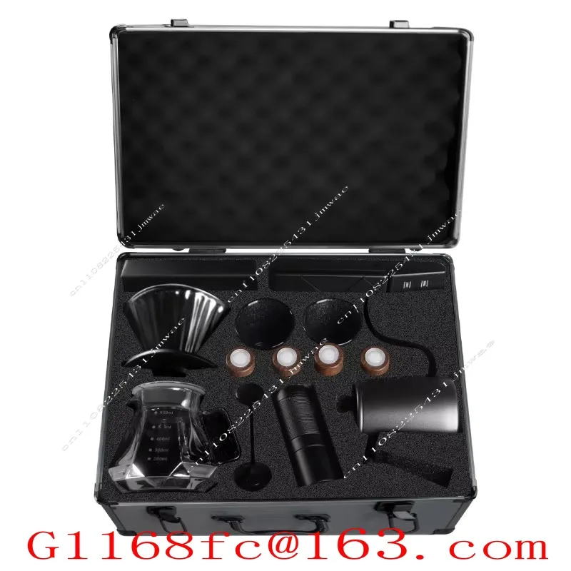 Luxury Aviation Case Pour-over Coffee Set Gift Box, Complete Kit for Travel & Outdoor Use