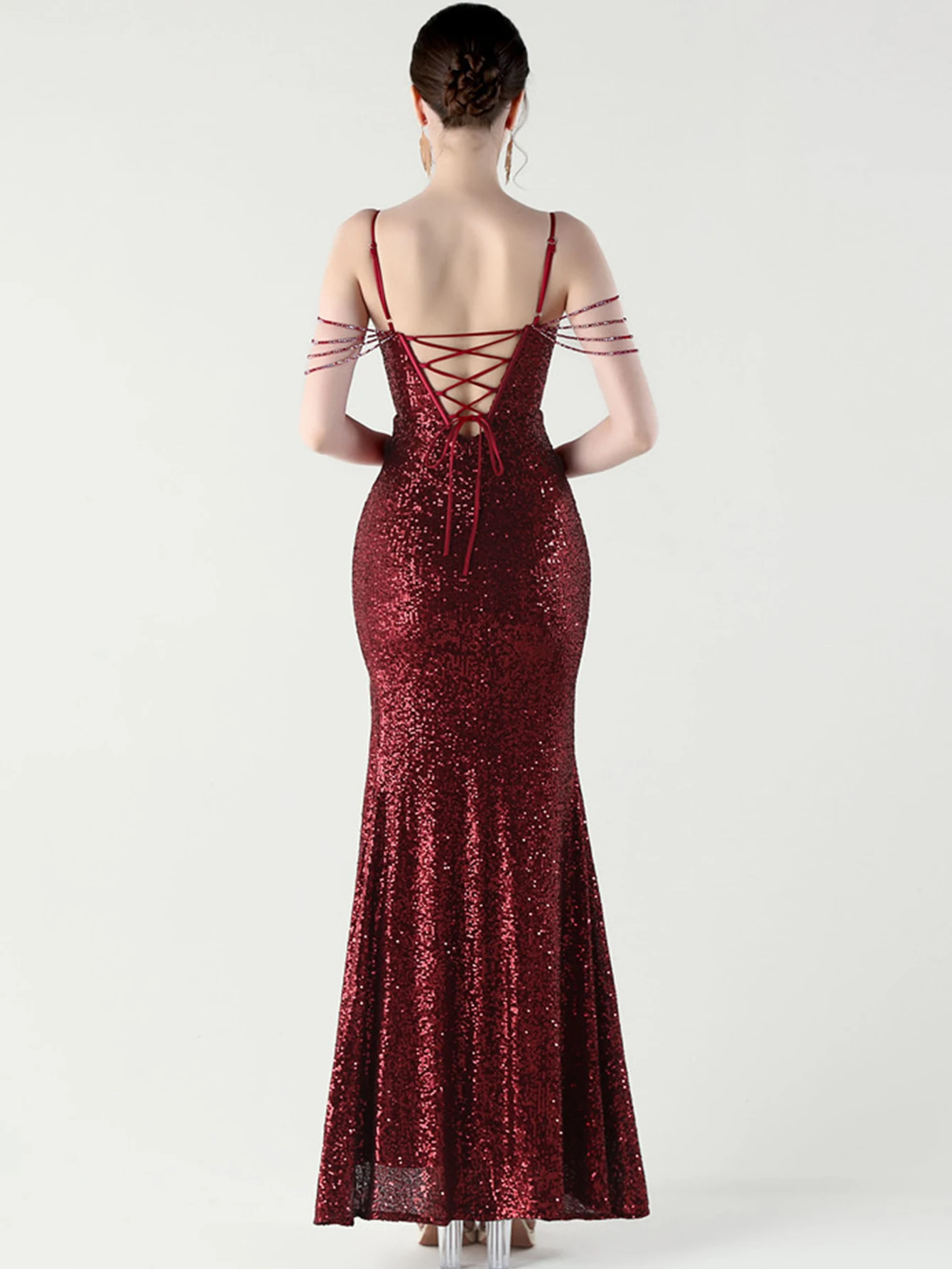 Sexy backless black sequin summer dress women elegant evening party dresses woman luxury rhinestone prom long dresses vestidos