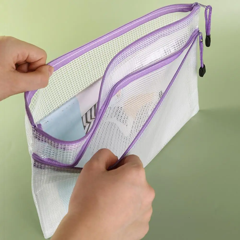 Sac de papeterie transparent avec fermeture éclair pour touristes, papier développe étanche, évaluateurs de fichiers, fournitures scolaires pour étudiants, A4