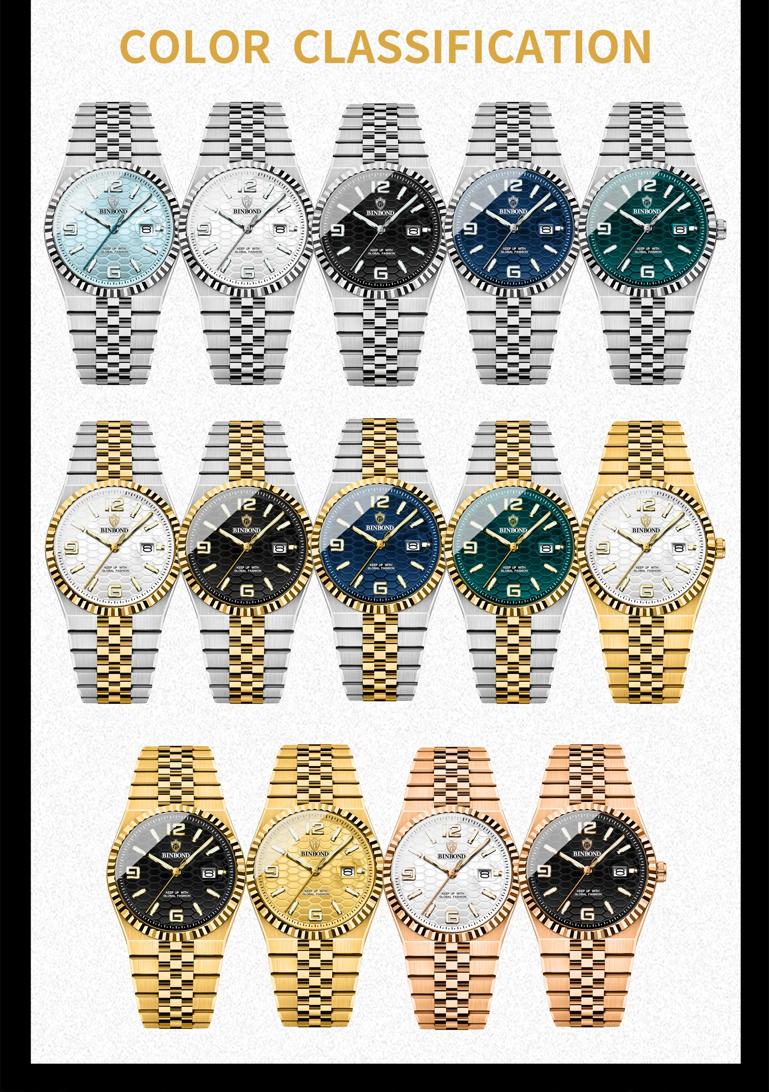 BINBOND ใหม่ 8181 หรูหราธุรกิจแฟชั่นผู้ชายนาฬิกาควอตซ์กันน้ํา Night Light ปฏิทิน Casual ผู้ชายนาฬิกาควอตซ์ 2025