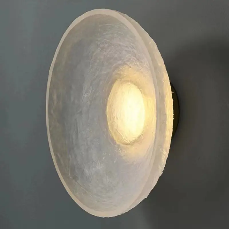 Wall Lamp Wabi-sabi Wind Designer Round Decorative Background Wall Light Bedroom Bedside Lamp Transparent Atmosphere Light