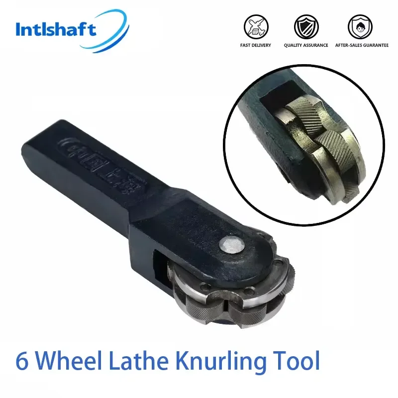 Intlshaft 6 Wheel Lathe Knurling Tools CNC Lathe Tool Holder Hob 30 ° mesh pattern Lathe Cutter Gear Shaper Cutter Steel