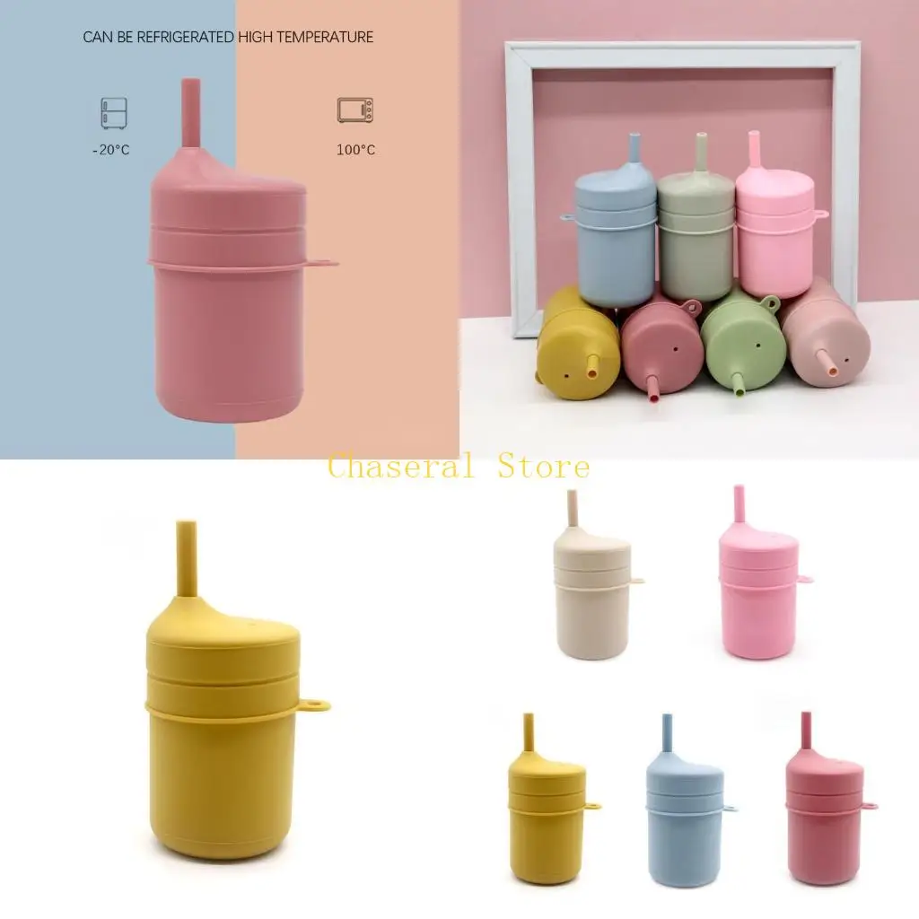 

E7CE Baby Feeding Straw Bottle Toddler DrinkwareLearning Drinking Silicone Sippy Cup