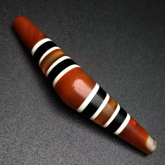 

56mm Red Natural Agate Ji Noble Bull Horn Tianzhu Jewelry Multi line Powerful Amulet Collectible Tibetan dzi DIY beads
