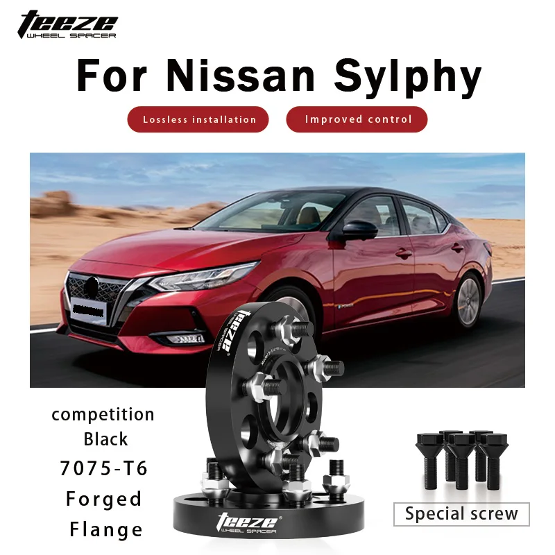 

Teeze 2/4pcs 5x114.3 CB66.1mm M12x1.25 Hub Centric Black Forged wheel spacer For Nissan Sylphy Flange Plate15/20/25/30/35mm