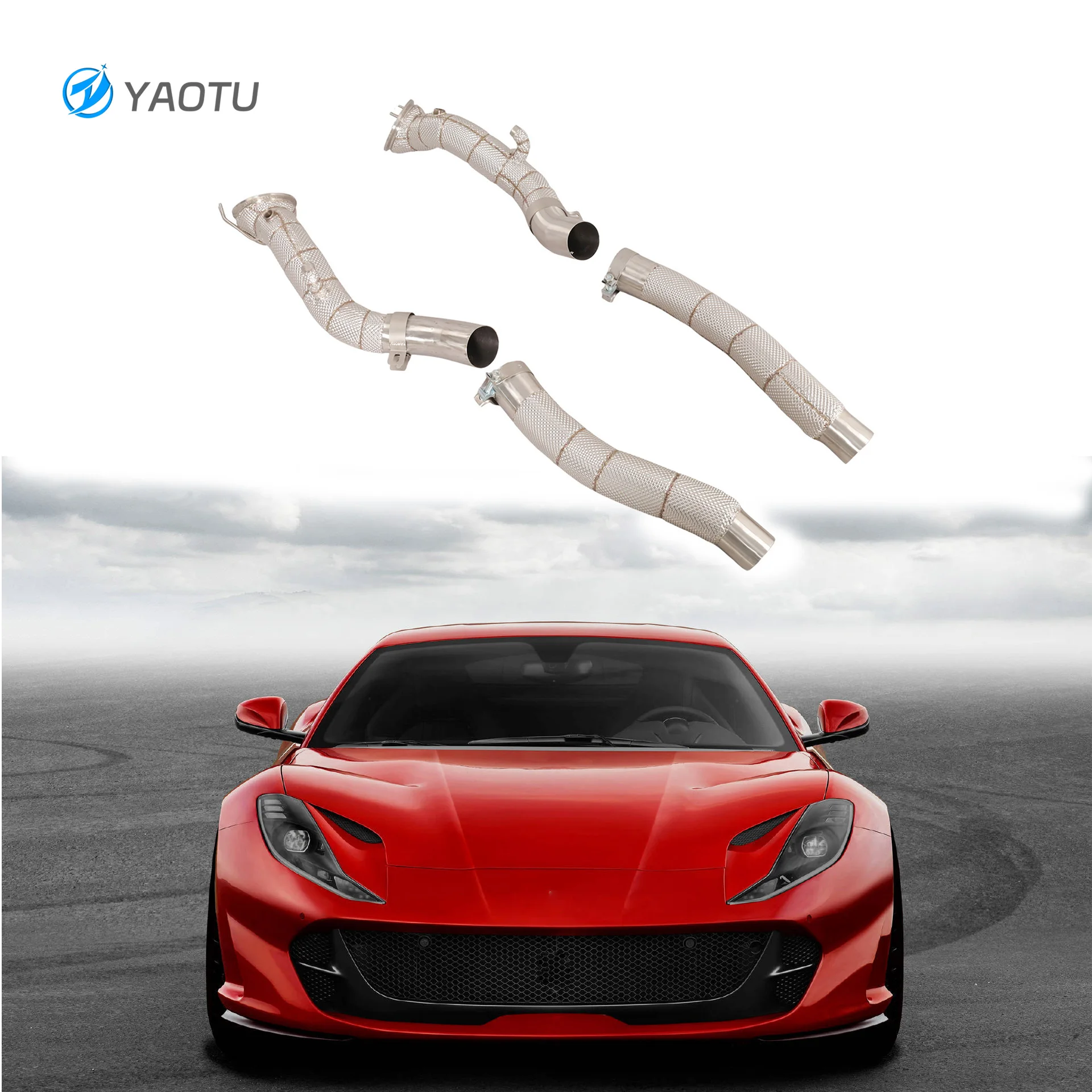 

YT Stainless Steel Downpipe with Heat Shield for Ferrari 812 6.5L Exhaust Pipes with OPF
