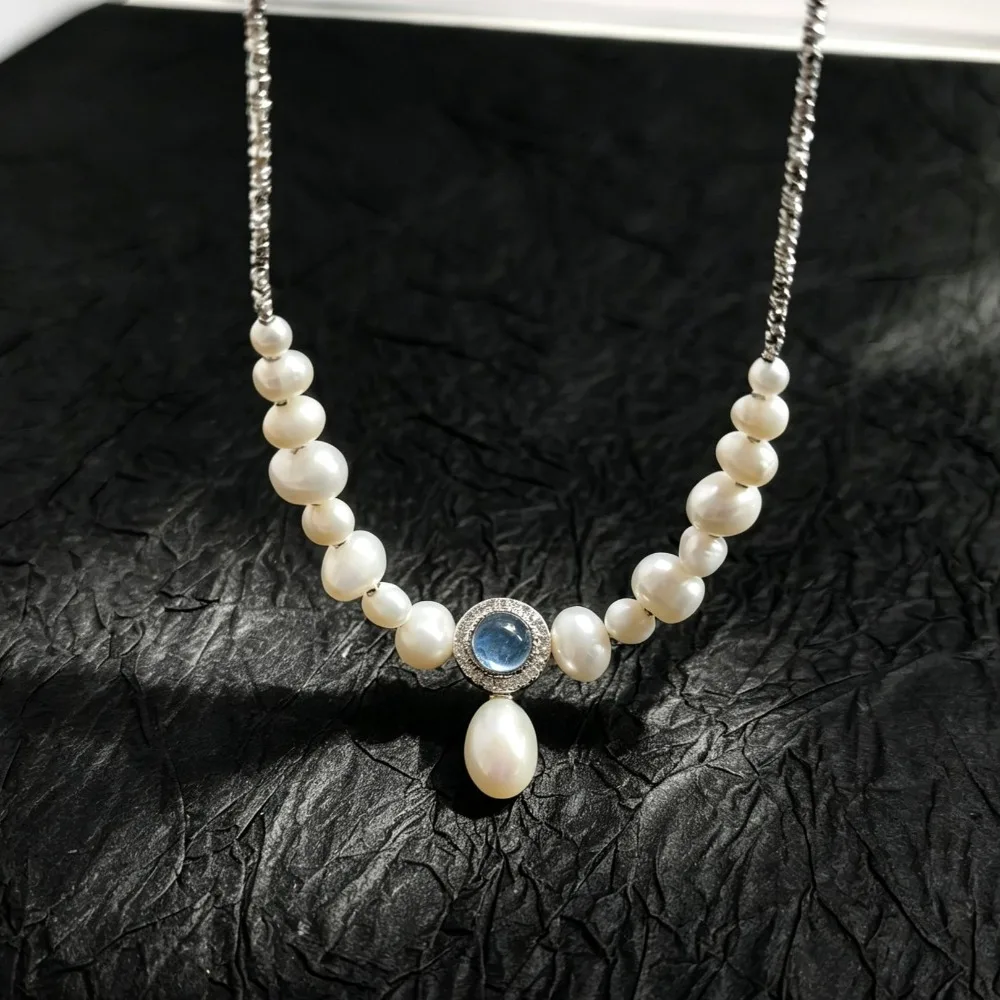 nouveau-collier-classique-retro-personnalise-simple-et-polyvalent-avec-pendentif-Œil-de-chat-aigue-marine-et-pompon-pour-femme