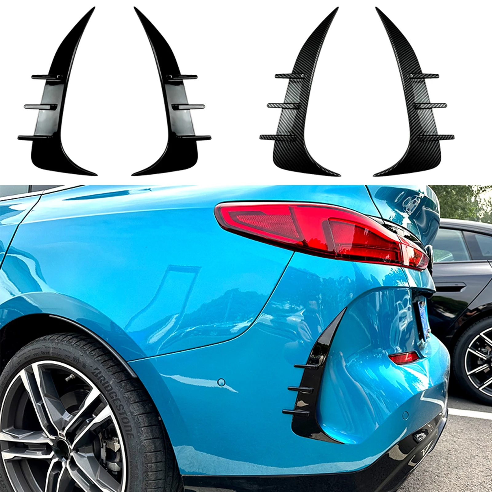 Car Rear Bumper Side Air Vent Trim Boot Trunk Spoiler Cover Splitter Canards For BMW 2 Series F44 228i M235i M Sport 2020-2023