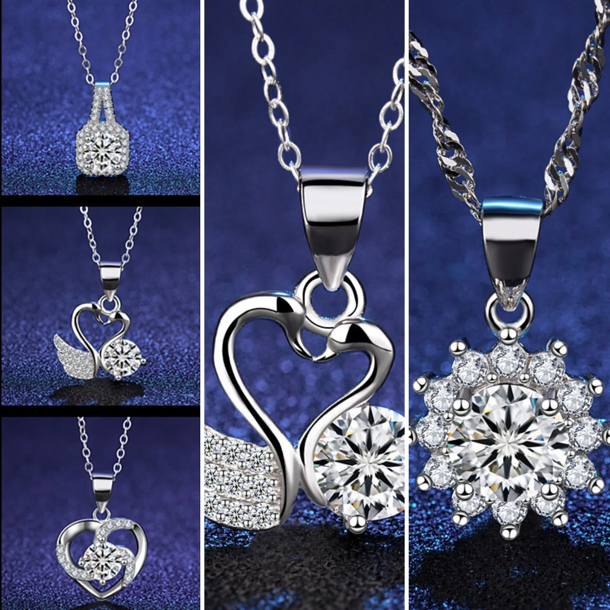 White copper pendant electroplated with thick platinum finish featuring heart motif and lucky cat charm ideal for fashion-forwar