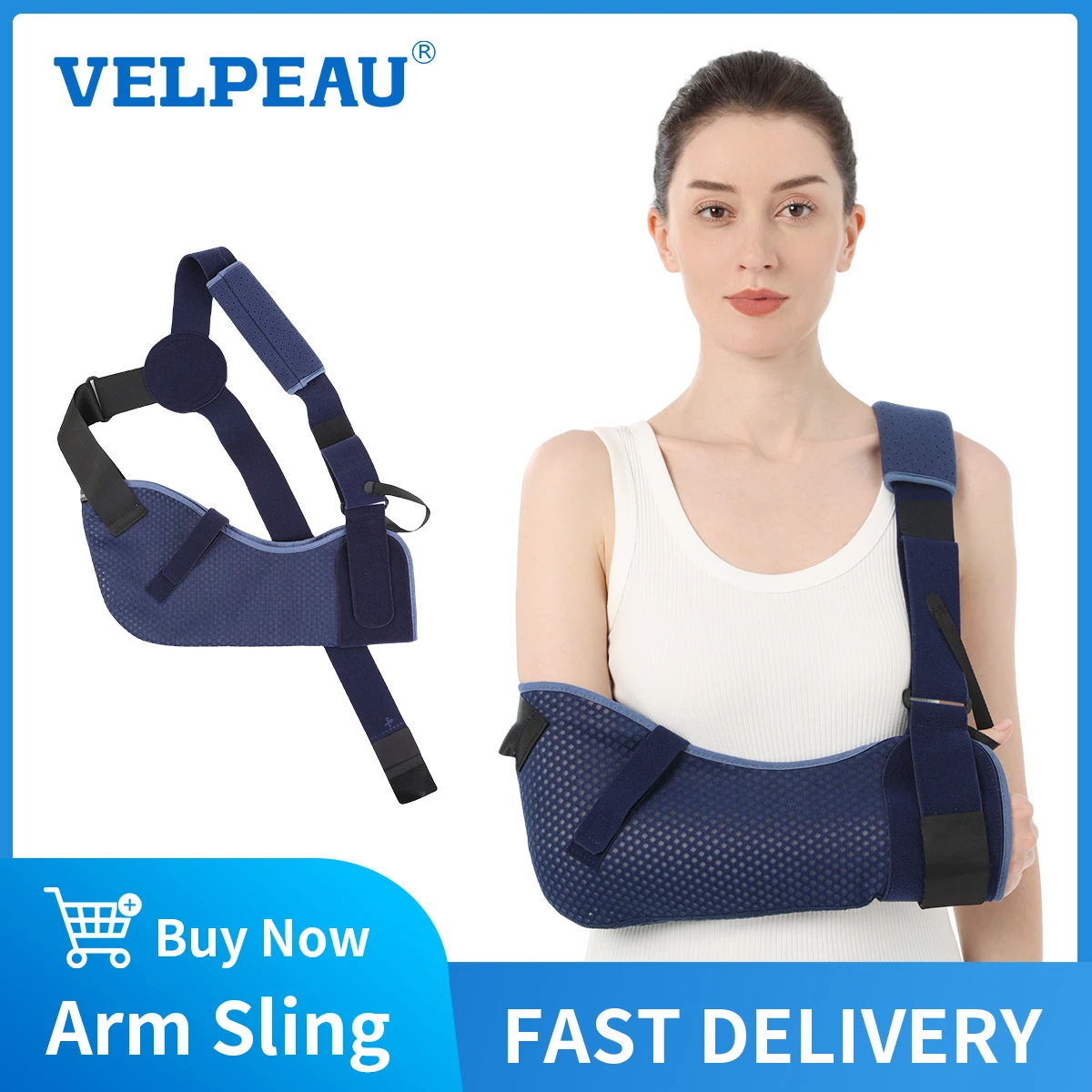 

VELPEAU Arm Sling Adults for Broken Forearm, Elbow Sprain and Shoulder Injury Arm Support Immobilizer Ventilated and Breathable