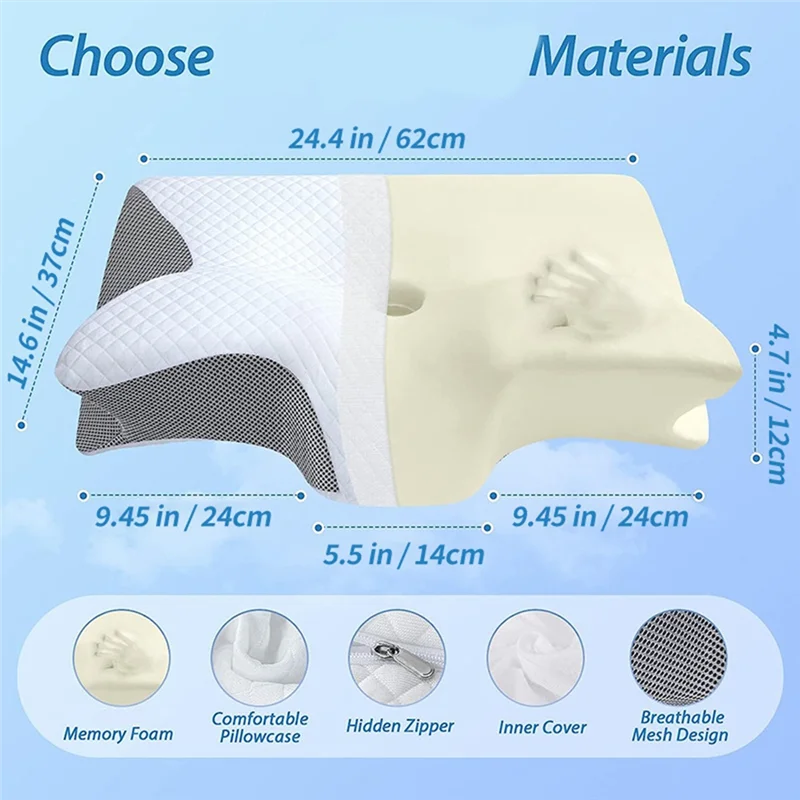 A76X-Shaped Rebound Cotton Pillow Rebound Cotton Pillow Cow Horn Rebound Cotton Pillow Zero Pressure Memory Pillow