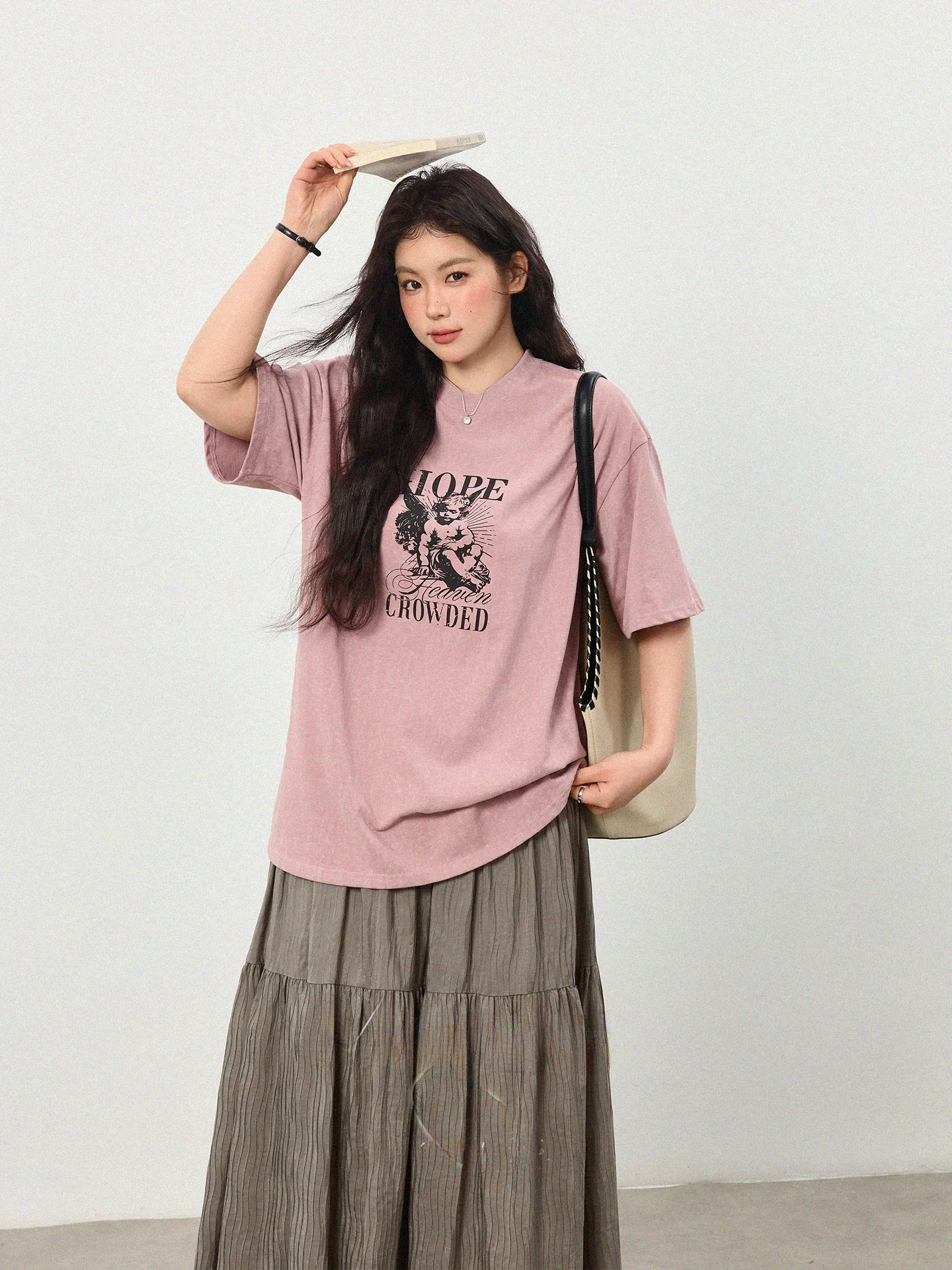 

plus Size round Neck Short Sleeve T-Shirt Women's Summer New Design Printed Slimming Meat Covering Top Casual Loose Fit Cotton