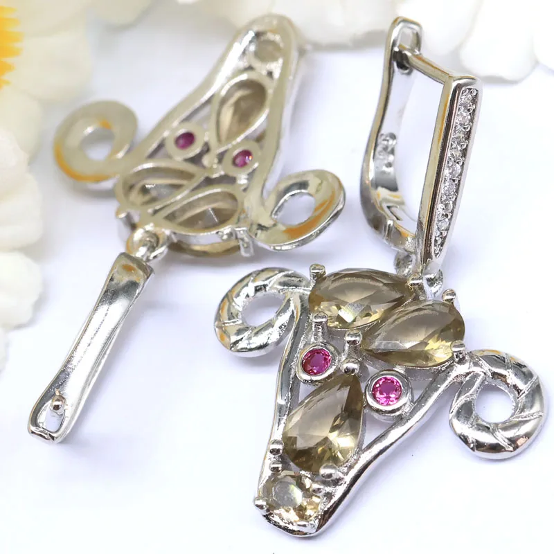 Buy 3 Get 1 Free 33x24mm 5.7g London Blue Topaz Pink Kunzite Smoky Topaz Women Silver Dangle Earrings
