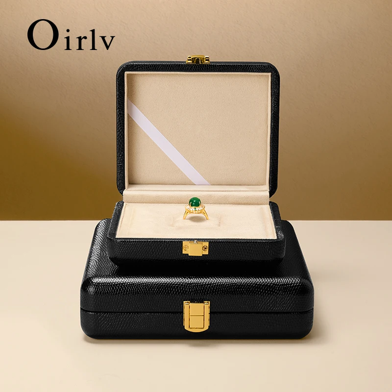 

Oirlv Black Jewelry Organiser Boxes PU Leather Ring Earring Jewelry Set Box Jewel cases of precious metal Storage Box Gifts Box