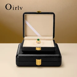 Oirlv Black Jewelry Organiser Boxes PU Leather Ring Earring Jewelry Set Box Jewel cases of precious metal Storage Box Gifts Box