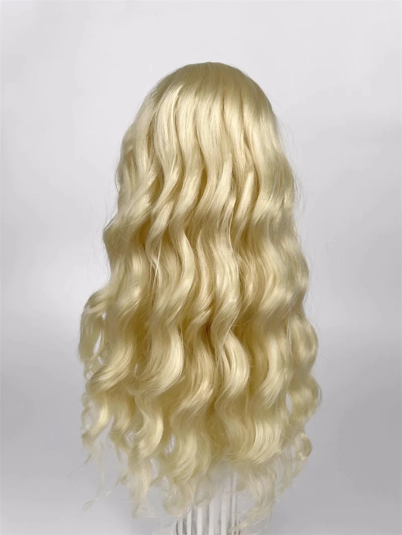 bjd人形ウィッグは1/3、1/4、1/6サイズの高温シルクミッドスプリットレザースタイルの大きなウェーブ人形アクセサリーに適しています。