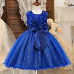 Fashion Flower Girl Dresses for Weddings Lace Mesh Sleeveless Girl Evening Prom Gown Summer Girls Party Dresses 3-10 Years