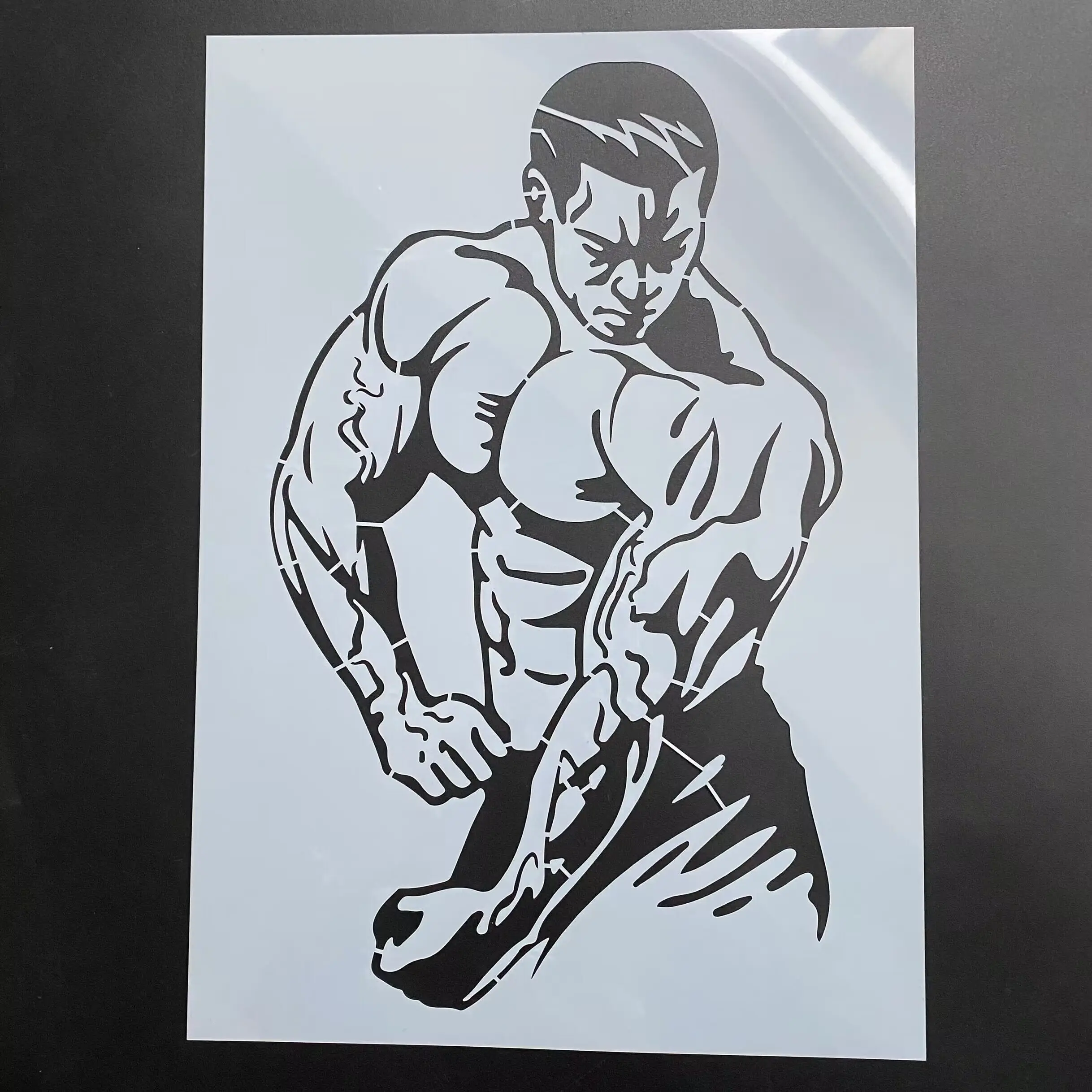 페인팅 스텐실용 DIY 몰드, 사진 앨범, 나무, 원단, 벽, 피트니스용 양각 종이 카드, Strong Guy, A4, 29x21cm