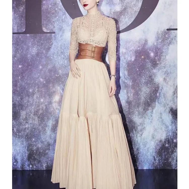 Princ Sle Long Sve Faionable Minceur Dr Vêtements pour femmes haut de gamme Ci Commute T-shirt saisonnier universel Acétate...