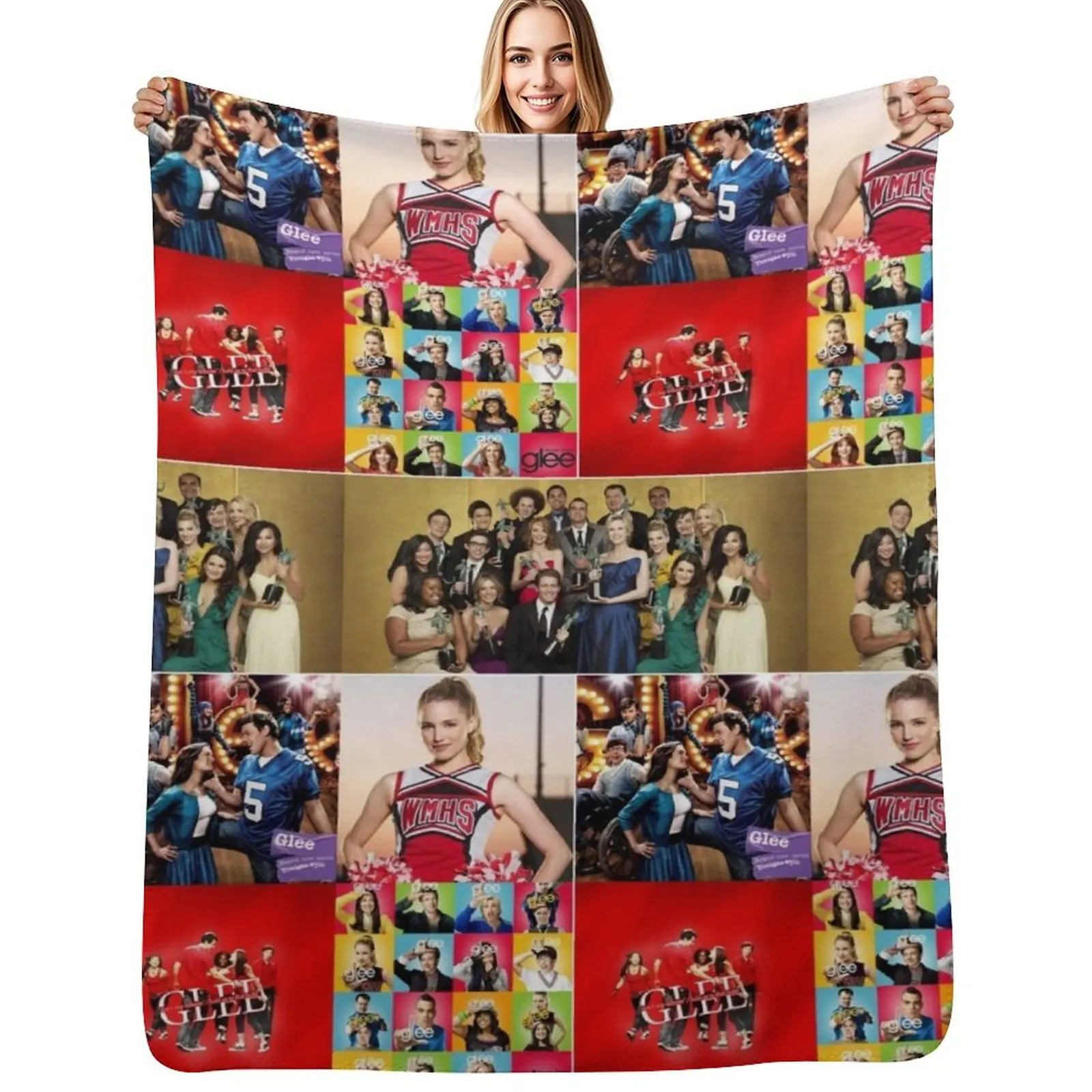 

Glee TV Series Aesthetics Photos Collage - 1 Throw Blanket Bed linens Bed funny gift decorative Blankets